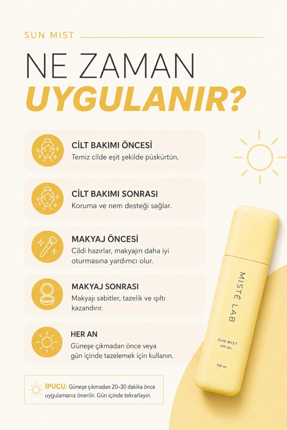 Sun Mist – SPF 50 Yüz ve Vücut Güneş Koruyucu Sprey